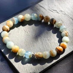 Lemurian Aquatine Calcite Bracelet II (8-9mm) -Aurum Brothers 2 2