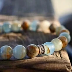 Lemurian Aquatine Calcite Bracelet II (8-9mm) -Aurum Brothers 3 4