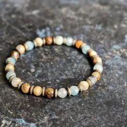 Lemurian Aquatine Calcite Bracelet III (6.5-7mm) -Aurum Brothers 4 4