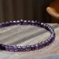 Amethyst Cube Bracelet XXI (4mm) -Aurum Brothers AmethystCubeBraceletXXI 4mm 1