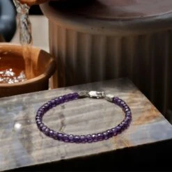 Amethyst Cube Bracelet XXI (4mm) -Aurum Brothers AmethystCubeBraceletXXI 4mm 2