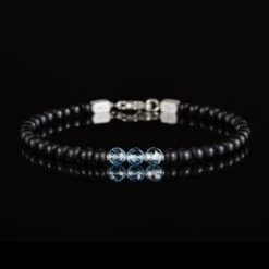 Aquamarine - Matte Black Onyx Bracelet 3 Carat (4-5.5mm)