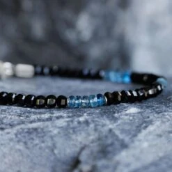 Aquamarine - Black Bracelet III (3-4mm) -Aurum Brothers AquamarineblackIII2