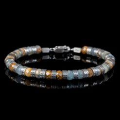 Armored Lemurian Aquatine Calcite Bracelet IV (7mm)