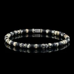 Aurum Brothers 33 Dalmatian Jasper - Black Bracelet II (4mm)