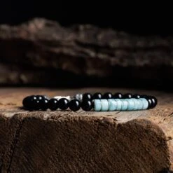 Blue Larimar - Black Tourmaline Bracelet II (6mm) -Aurum Brothers Bluelarimar tourmalineII3