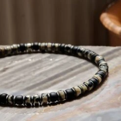 Dalmatian Jasper - Black Bracelet II (4mm) 7 Dalmatian Jasper - Black Bracelet II (4mm) -Aurum Brothers DalmatianJasper BlackBraceletII 4mm 1