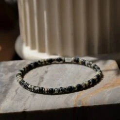 Dalmatian Jasper - Black Bracelet II (4mm) 6 Dalmatian Jasper - Black Bracelet II (4mm) -Aurum Brothers DalmatianJasper BlackBraceletII 4mm 2