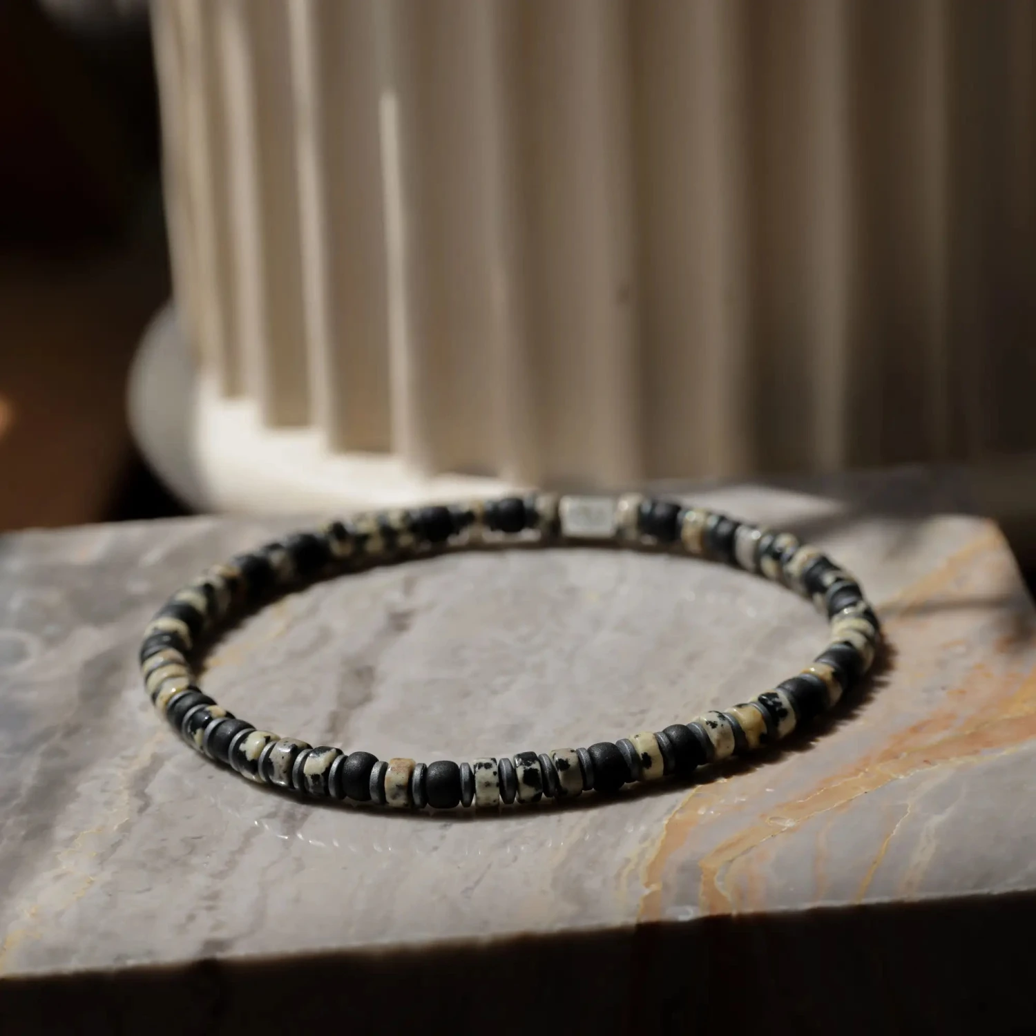 Dalmatian Jasper - Black Bracelet II (4mm) 3 Dalmatian Jasper - Black Bracelet II (4mm) - Image 3