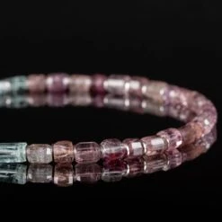 Emerald - Pink Tourmaline Bracelet XVI (2-4mm) -Aurum Brothers Emerald PinkTourmalineBraceletXVI 2 4mm solo productshot closeup