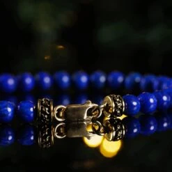 Lapis Lazuli Gold Bracelet I (6mm) -Aurum Brothers Gold lapis lazuli lock