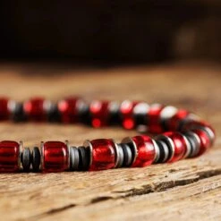 Red Silver & Hematite Bracelet IX (6mm) 6 Red Silver & Hematite Bracelet IX (6mm) -Aurum Brothers Hematite Silver VII VIII 2