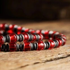 Red Silver & Hematite Bracelet X (6mm) -Aurum Brothers Hematite Silver VII VIII 3