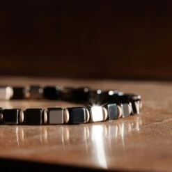 Black Onyx - Hematite Cube Bracelet II (4mm) -Aurum Brothers Hematite onyx cube 1