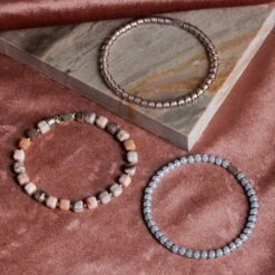 Hematite - Blue Bracelet I (4mm) 7 Hematite - Blue Bracelet I (4mm) -Aurum Brothers Hematiteblue pinkmiyuki botswanaagate