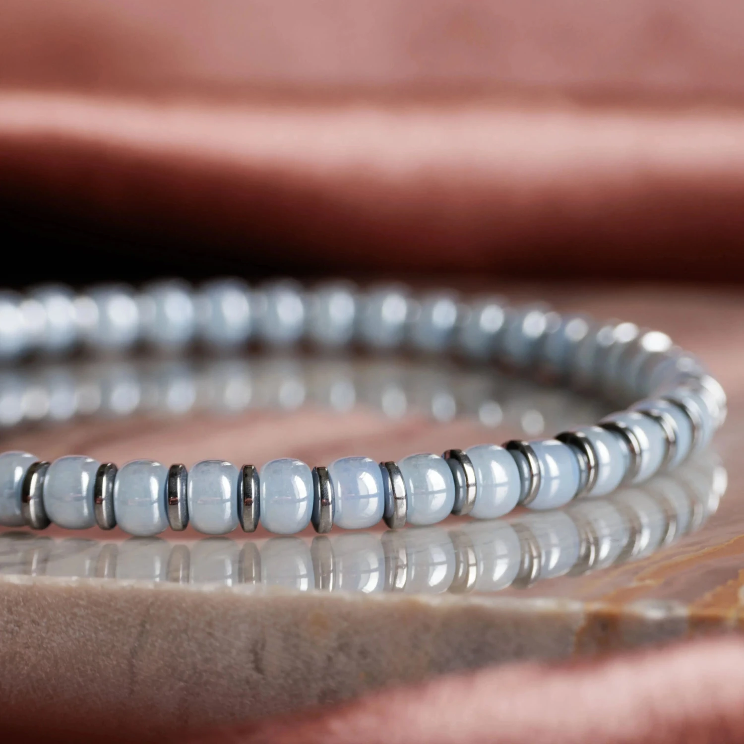 Hematite - Blue Bracelet I (4mm) 2 Hematite - Blue Bracelet I (4mm) - Image 2