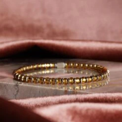 Hematite - Gold Bracelet I (4mm) -Aurum Brothers Hematitegoldmiyuki1