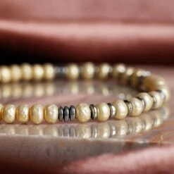 Hematite - Vanilla Bracelet I (4mm) -Aurum Brothers Hematiteyellowmiyuki1 7cdaf249 6949 4bc0 b6d4 81d2d57192af