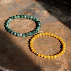 Mustard Yellow Jade Bracelet XII (6.5mm) 7 Mustard Yellow Jade Bracelet XII (6.5mm) -Aurum Brothers Jadeite Yellow Jade XII