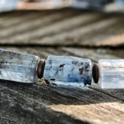 Kyanite Bracelet VII (6mm) -Aurum Brothers KyaniteBraceletVII 6mm solo setting closeup