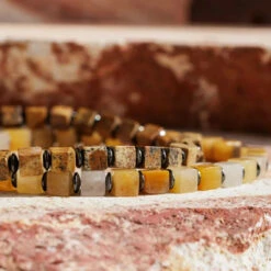 Yellow Jade - Cube Bracelet VII (4mm) -Aurum Brothers Landscape X Yellow jade VII 1