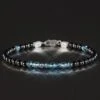 London & Swiss Blue Topaz - Black Tourmaline Bracelet III (3.5-5mm)
