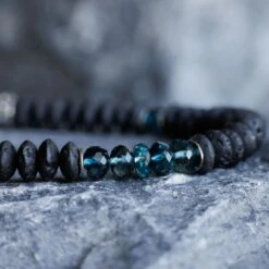 London Blue Topaz - Black Bracelet II (5-6mm) -Aurum Brothers LondonbluetopazblackII2