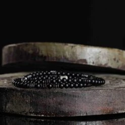 Matte Black Onyx Bracelet (4mm) -Aurum Brothers MatteBlackAgate4mmupsell1