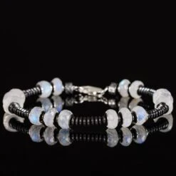 Rainbow White Moonstone Bracelet V (4-8.5mm)