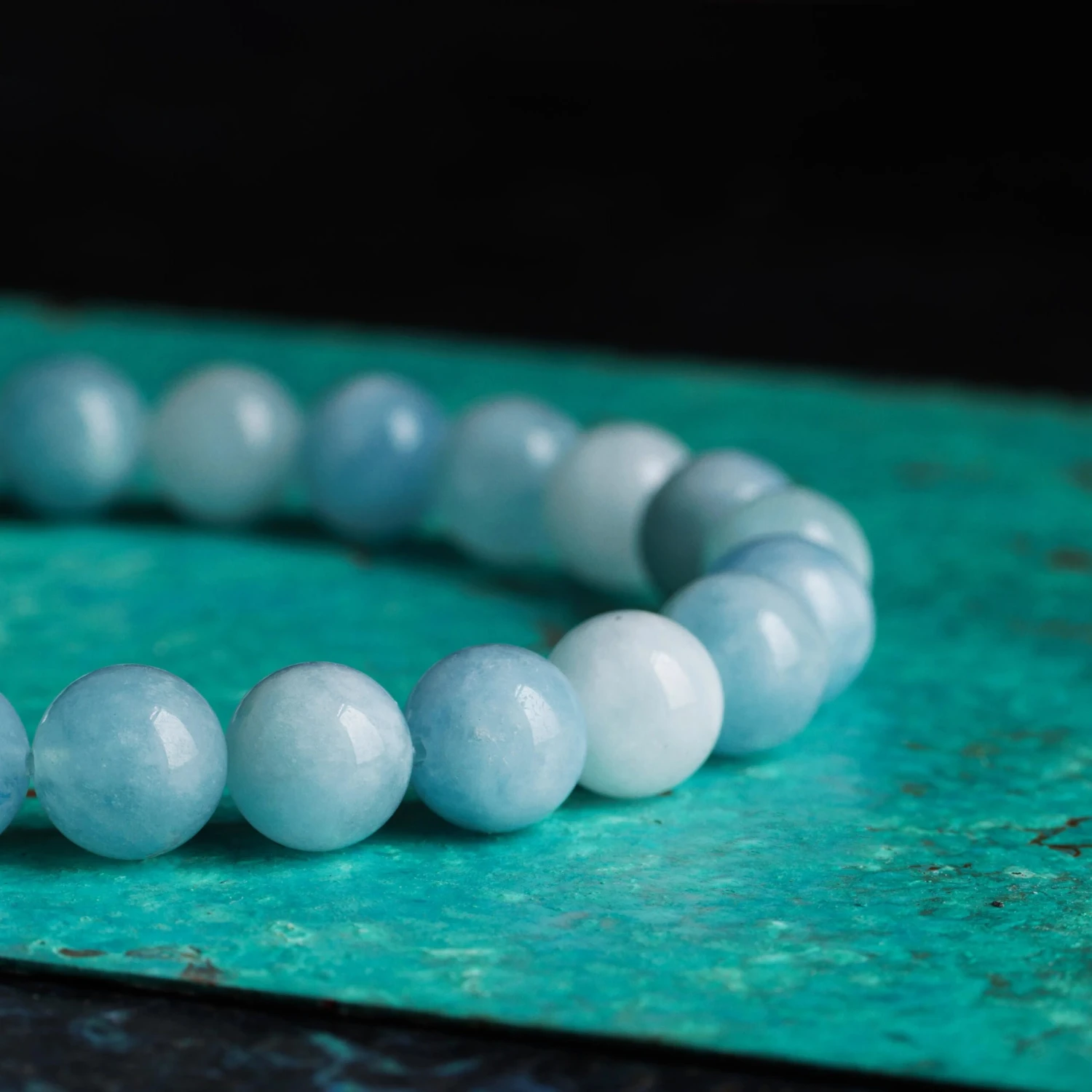 Multitoned Blue Aquamarine Bracelet XV (8mm) 4 Multitoned Blue Aquamarine Bracelet XV (8mm) - Image 4