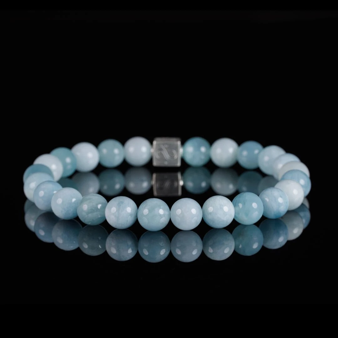 Multitoned Blue Aquamarine Bracelet XV (8mm) 1 Multitoned Blue Aquamarine Bracelet XV (8mm)