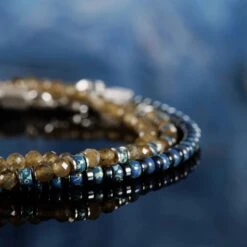 Mustard Yellow Labradorite - Picasso Blue Bracelet II (3mm) -Aurum Brothers Mustard Yellow labradorite pack 2 c6520227 dbc8 45c7 9d49 bdd29ae98072