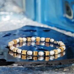 Pearl - Landscape Jasper Cube Bracelet II (4-7mm) -Aurum Brothers Pearl landscape jas cube 1