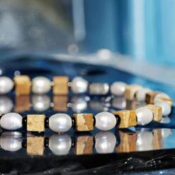 Pearl - Landscape Jasper Cube Bracelet II (4-7mm) -Aurum Brothers Pearl landscape jas cube 2 1