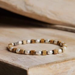 Pearl - Landscape Jasper Cube Bracelet II (4-7mm) -Aurum Brothers Pearl landscape jasper cube II