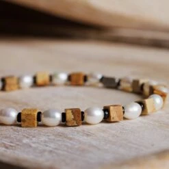 Pearl - Landscape Jasper Cube Bracelet II (4-7mm) -Aurum Brothers Pearl landscape jasper cube II 1