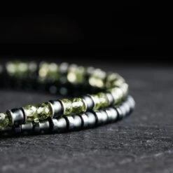 Peridot Bracelet XI (3mm) -Aurum Brothers Peridot hematite grey miyuki 3