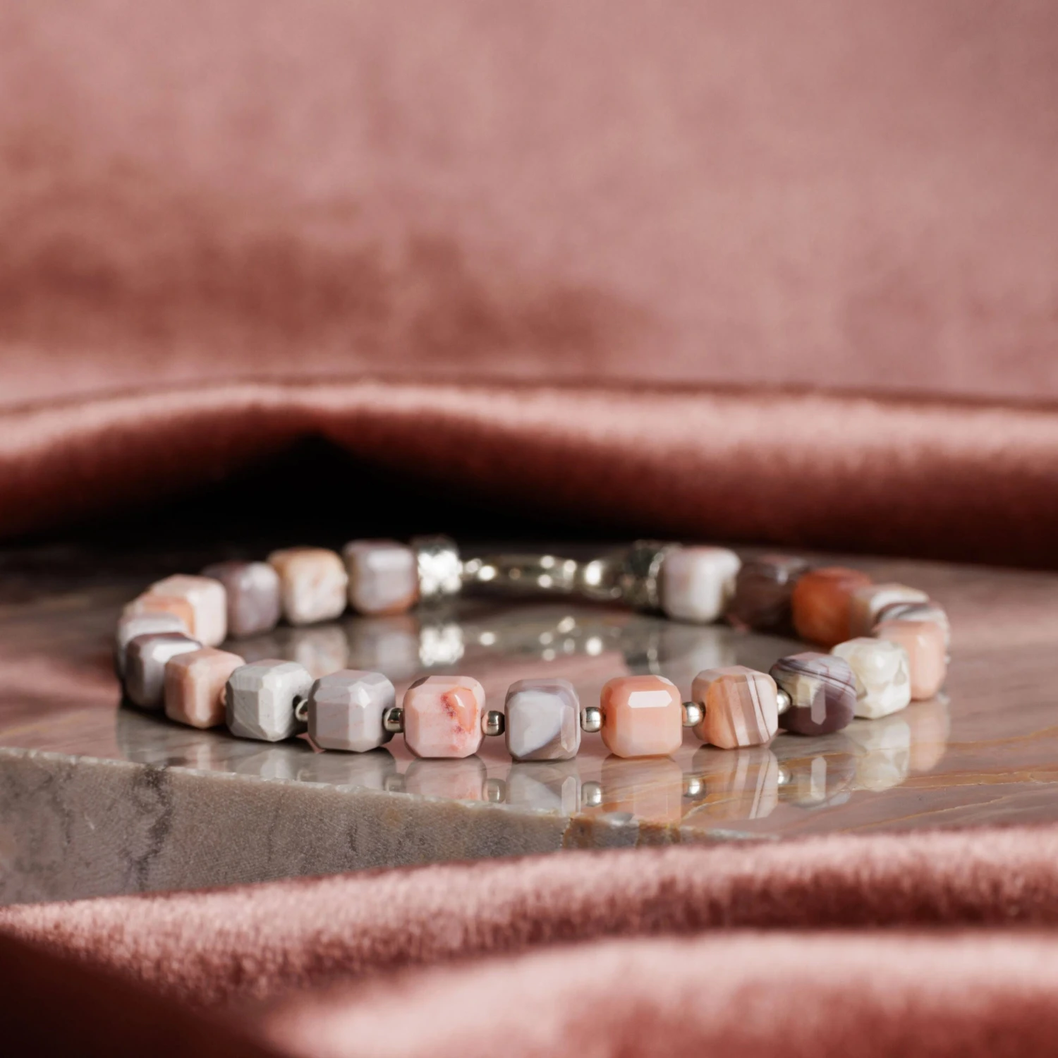 Pink Botswana Agate Bracelet I (6mm) 3 Pink Botswana Agate Bracelet I (6mm) - Image 3