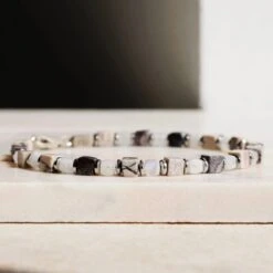 Porcelain Jasper - White Moonstone Bracelet I (4mm) -Aurum Brothers Porcelain jasper white moonstone cube 1