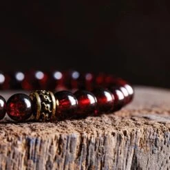 Red Garnet Gold Bracelet II (6mm) -Aurum Brothers Red garnet gold II 2