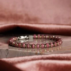 Rhodonite Bracelet III (6mm) -Aurum Brothers Rhodonitegold1 e557a470 1dee 42eb 82ea eddd6e894930