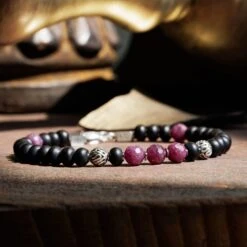 Ruby - Black Onyx Bracelet I (6mm) -Aurum Brothers Ruby matte onyx I 1