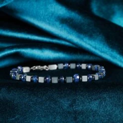Blue Sapphire Bracelet XIV (4-6mm) -Aurum Brothers Sapphire hematite II 1 1