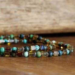 Turquoise Bracelet III (4mm) 9 Turquoise Bracelet III (4mm) -Aurum Brothers Turquoise cube III