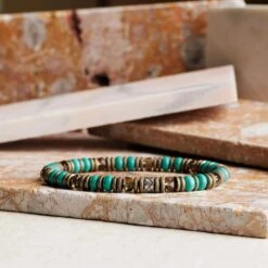 Turquoise - Bronze Hematite Bracelet I (6mm) -Aurum Brothers Turquoise hematite bronze 6mm 2