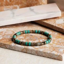 Turquoise - Bronze Hematite Bracelet I (6mm) -Aurum Brothers Turquoise hematite bronze 6mm 3 1