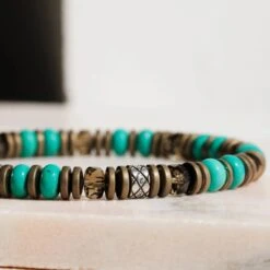 Turquoise - Bronze Hematite Bracelet I (6mm) -Aurum Brothers Turquoise hematite bronze 6mm 5