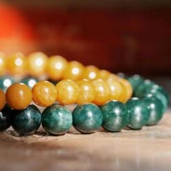 Mustard Yellow Jade Bracelet XII (6.5mm) 8 Mustard Yellow Jade Bracelet XII (6.5mm) -Aurum Brothers Yellow jade XII Jadeite