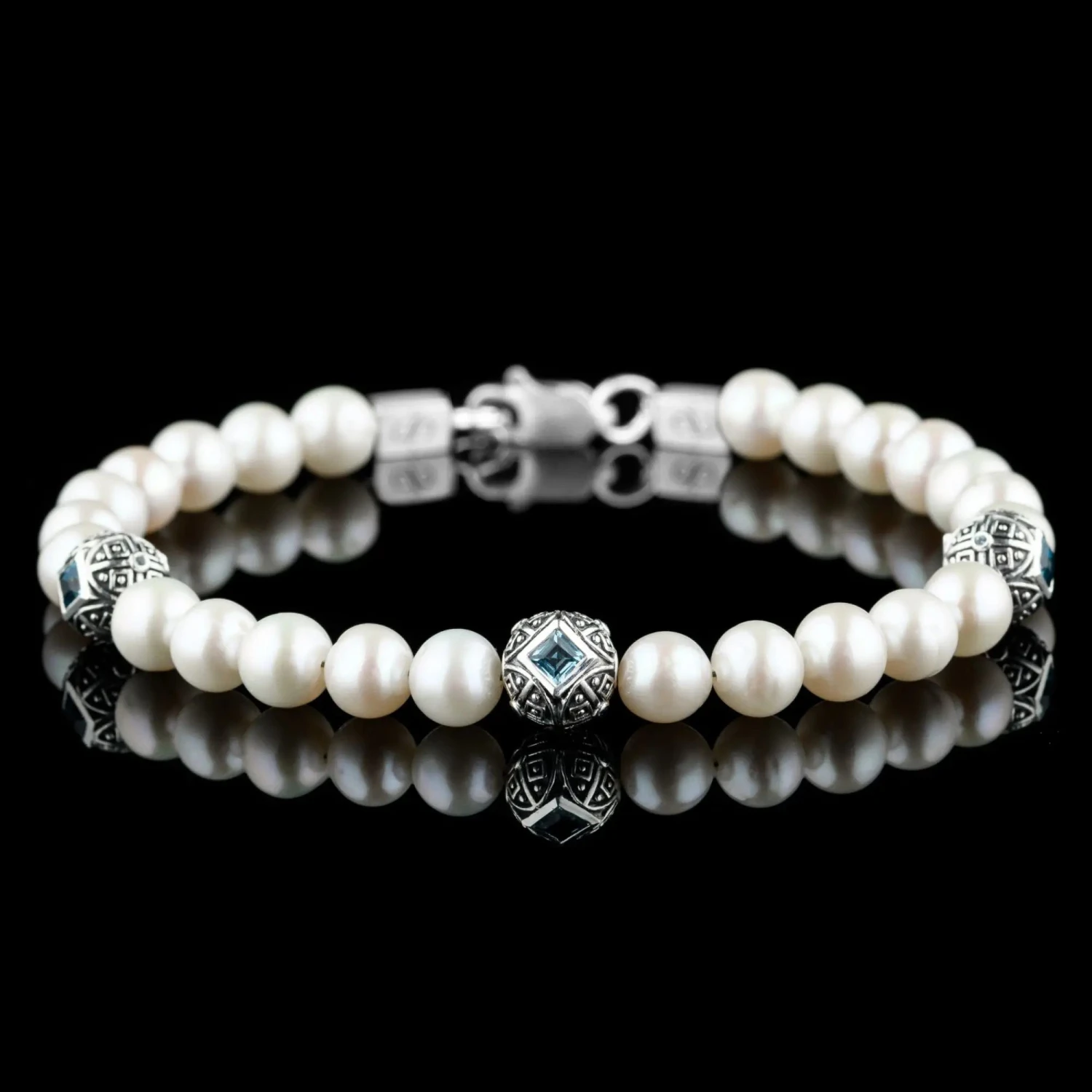 Paladin Swiss Blue Topaz - Pearl Bracelet II (8mm) 1 Paladin Swiss Blue Topaz - Pearl Bracelet II (8mm)