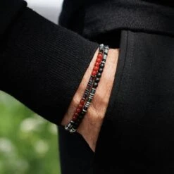 Black Agate Bracelet VII (4mm) -Aurum Brothers square2 BlackAgateBraceletVII 4mm